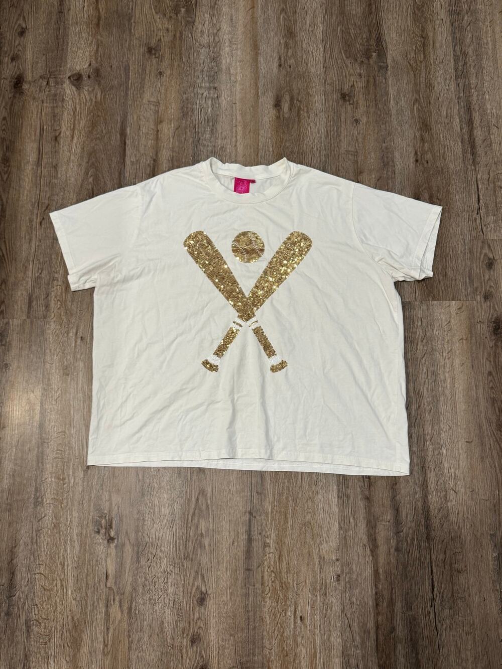 Queen of Sparkles Women’s Gold Baseball T-Shirt Size XL